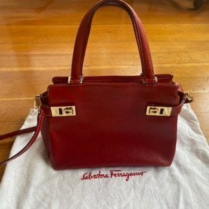 Salvatore Ferragamo Red Leather Stachel Handbag